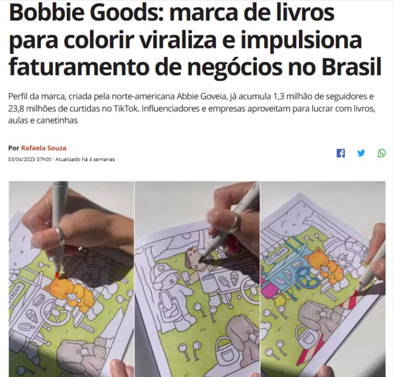 Bobbie Goods marca de livros para colorir viraliza e impulsiona faturamento de negocios no Brasil Negocios PEGN 05 03 2025 06